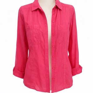 Anthropologie brand  Pink Sheer Button-Down Blouse